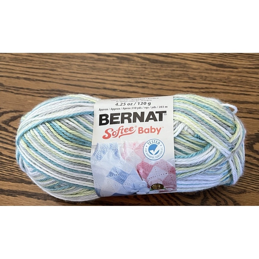 1 Skein Bernat Softee Baby Yarn Prince Pebbles 31201 Light 3 100% Acrylic 310 Yd